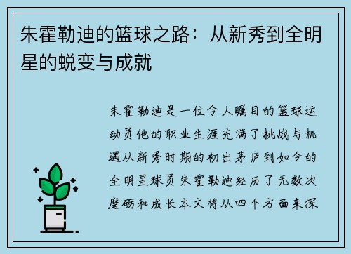 朱霍勒迪的篮球之路：从新秀到全明星的蜕变与成就